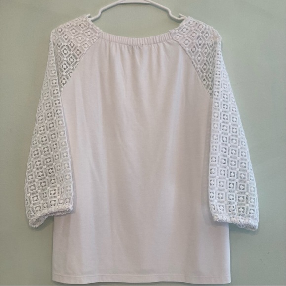 Talbots Petite white lace long sleeve top size large - Picture 4 of 9